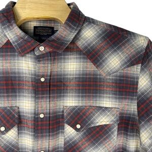 Pendleton‎ Plaid Western Shirt XXL Snap Button Cotton Flannel